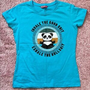 Blue Graphic Tee with Panda Design